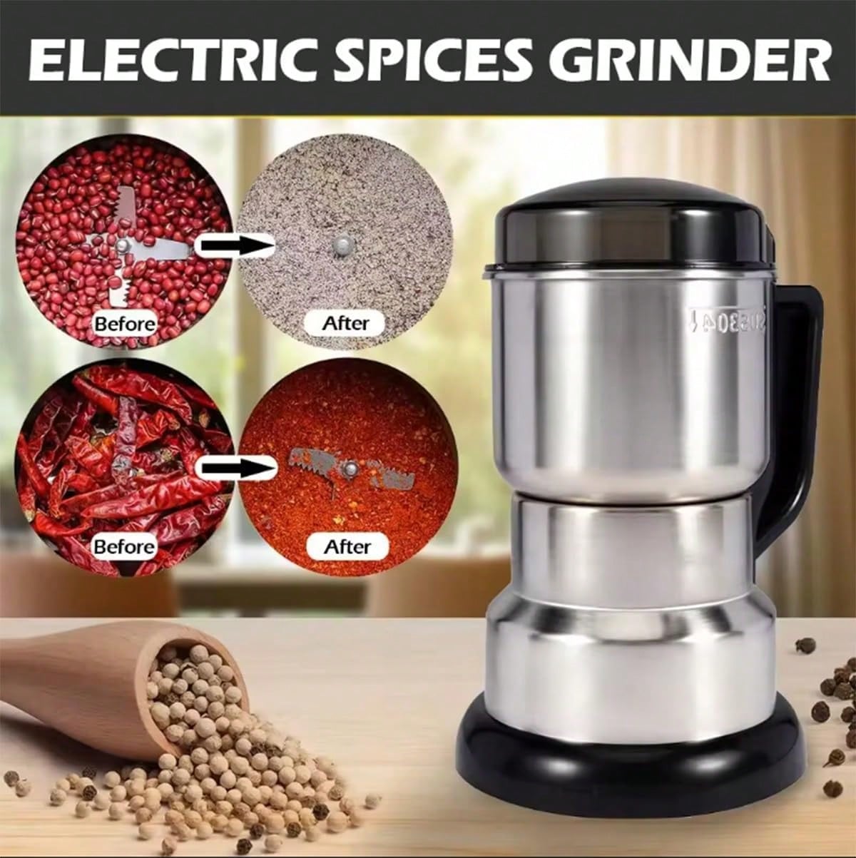 Coffee Bean Grinder Electric - Młynek do kawy, silny silnik o